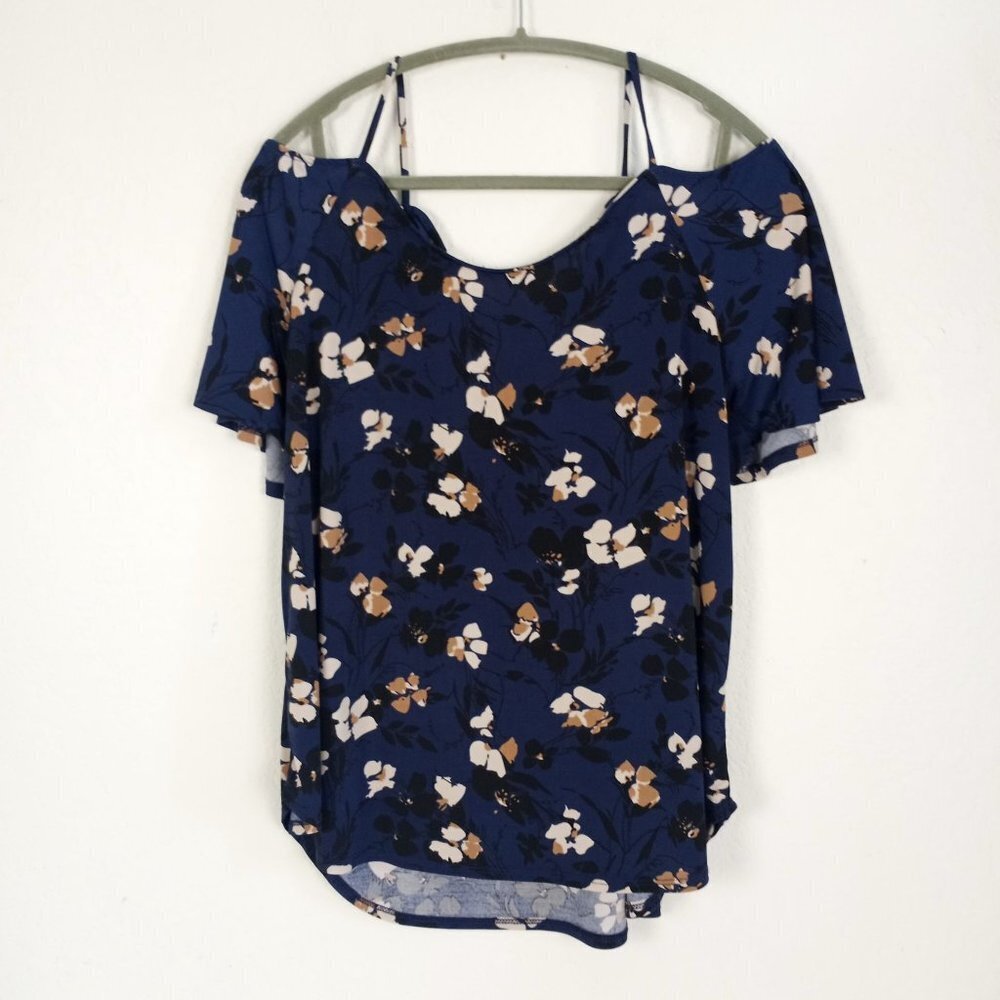 Kaileigh‎ XXL Blouse Cold Shoulder Strappy Floral Print